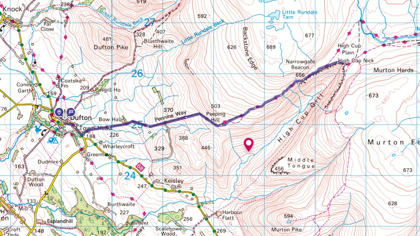 High Cup Nick walking route map