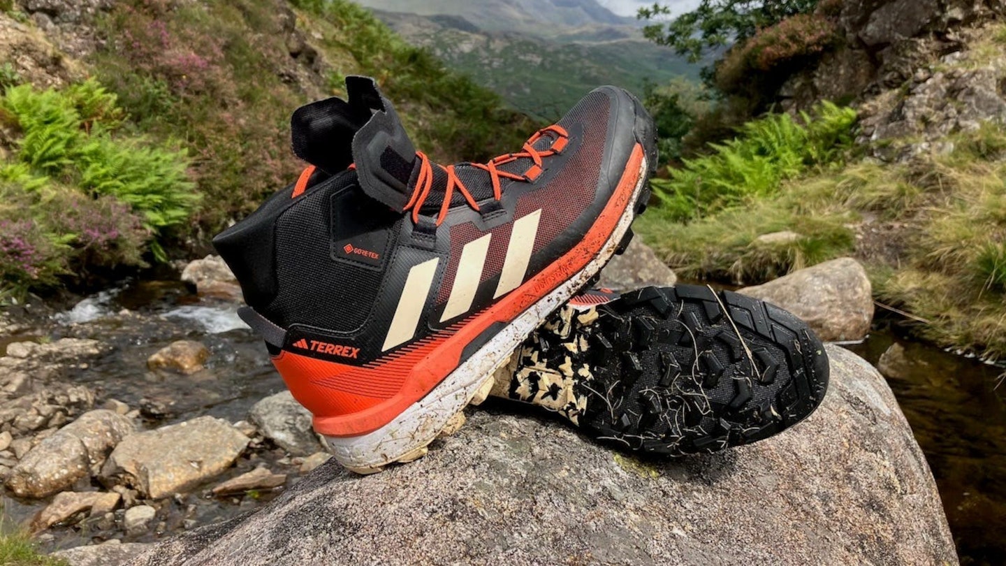 Adidas Terrex Skychaser Tech GTX on a rock