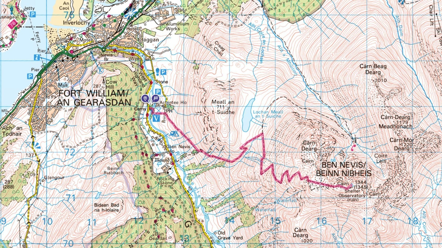 Ben Nevis Mountain Track map