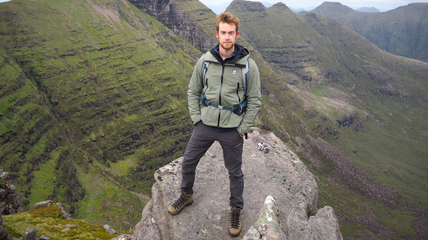 Chris Williams hiking up Bein Alligin wearing Danner Mountain 600 EVO boots