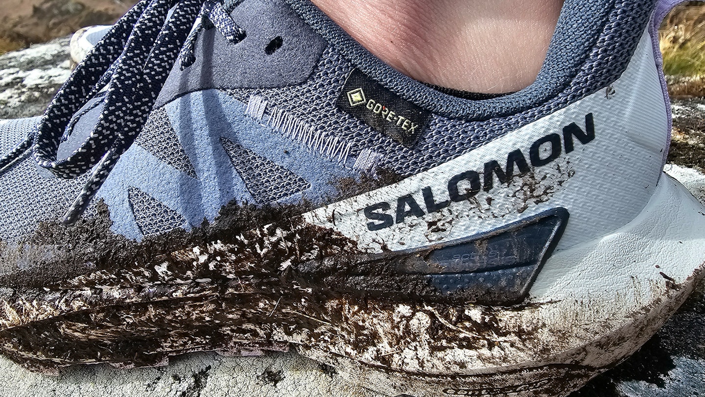 Gore Tex Label and midsole on Salomon Elixir Activ GTX hiking shoe