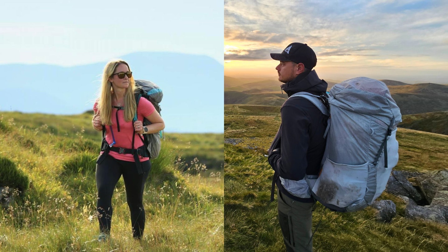 Matt Jones and Ellie Clewlow testing backpacking backpacks