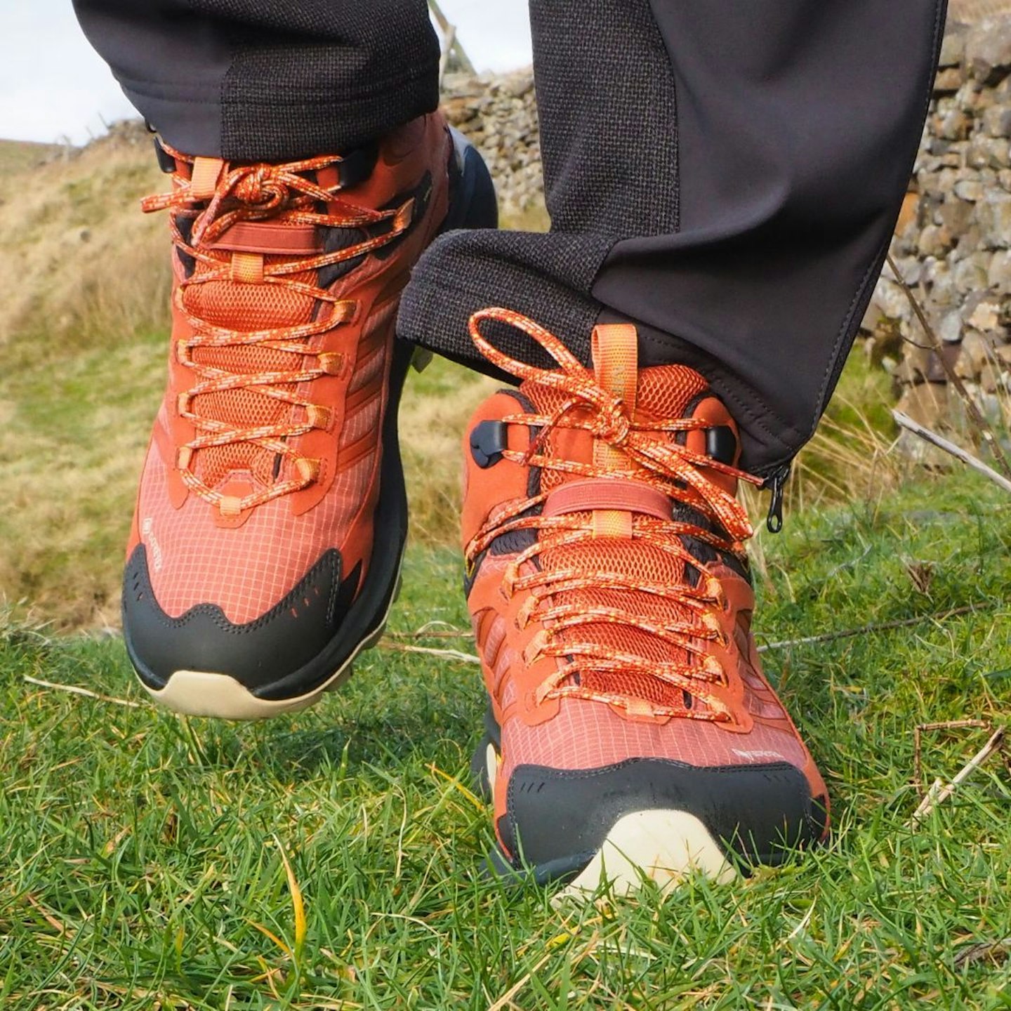 Walking towards camera wearing Merrell Moab Speed 2 Mid GTX