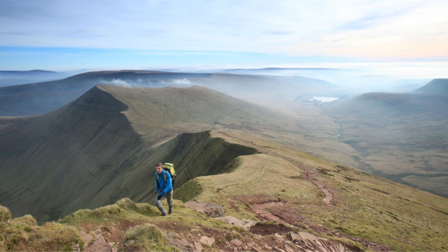 Hiker on Pen y Fan brecon Beacons