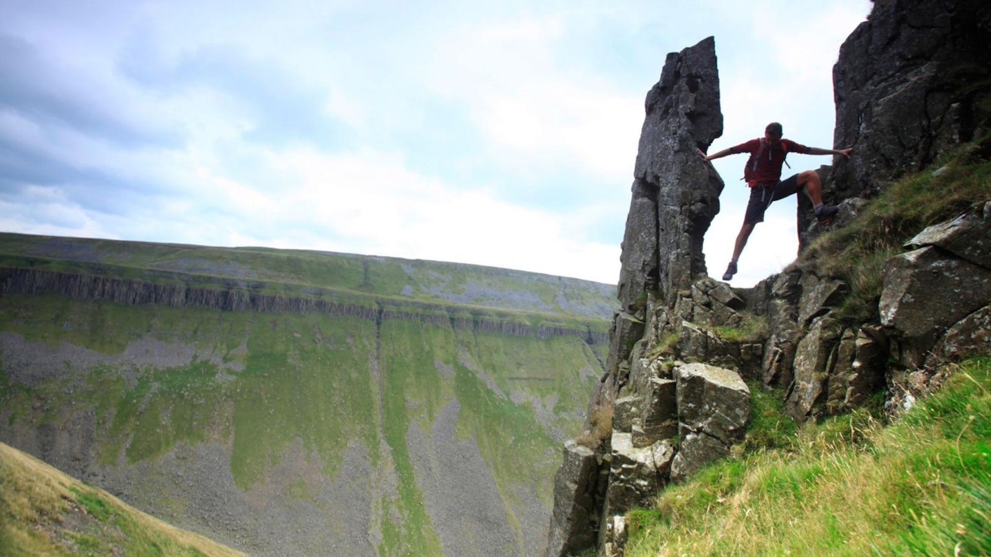 Scrambling above High Cup Nick Pennines