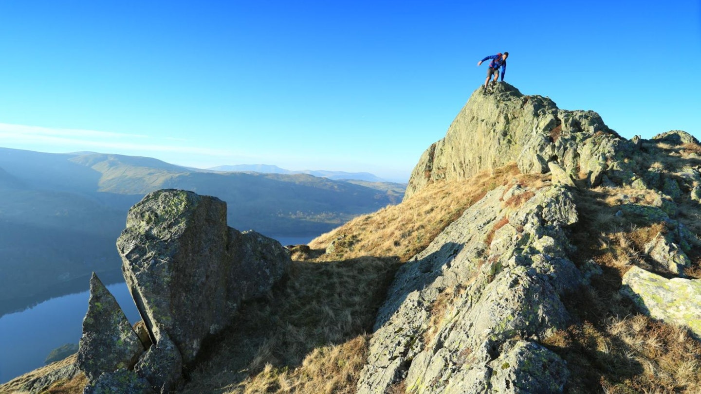 Scrambling on Place Fell above Ullswater Lake District