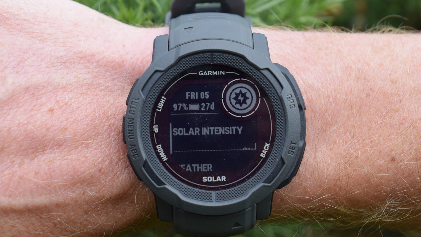 Solar intensity of the Garmin Instinct 2 solar GPS running watch