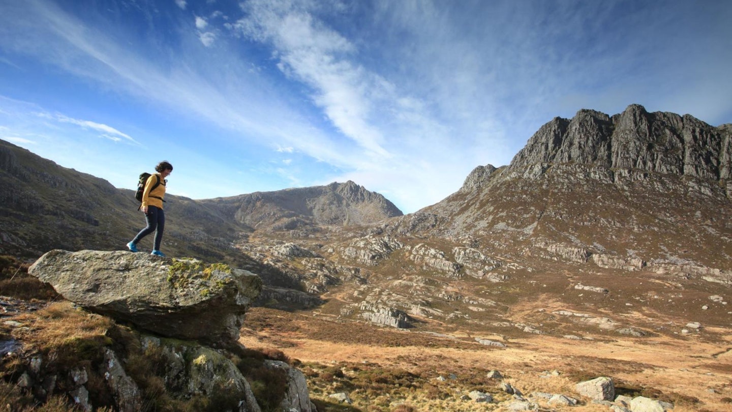 The Glyders from above Bwlch Tryfan while climbing