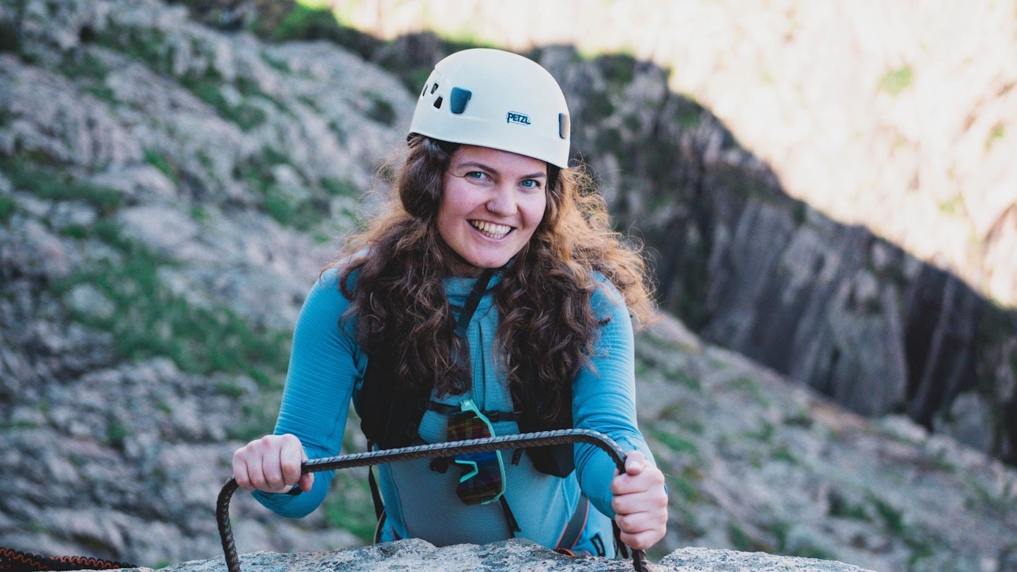 LFTO tester and writer Fliss Freeborn having a great time on a via ferrata in Corsica