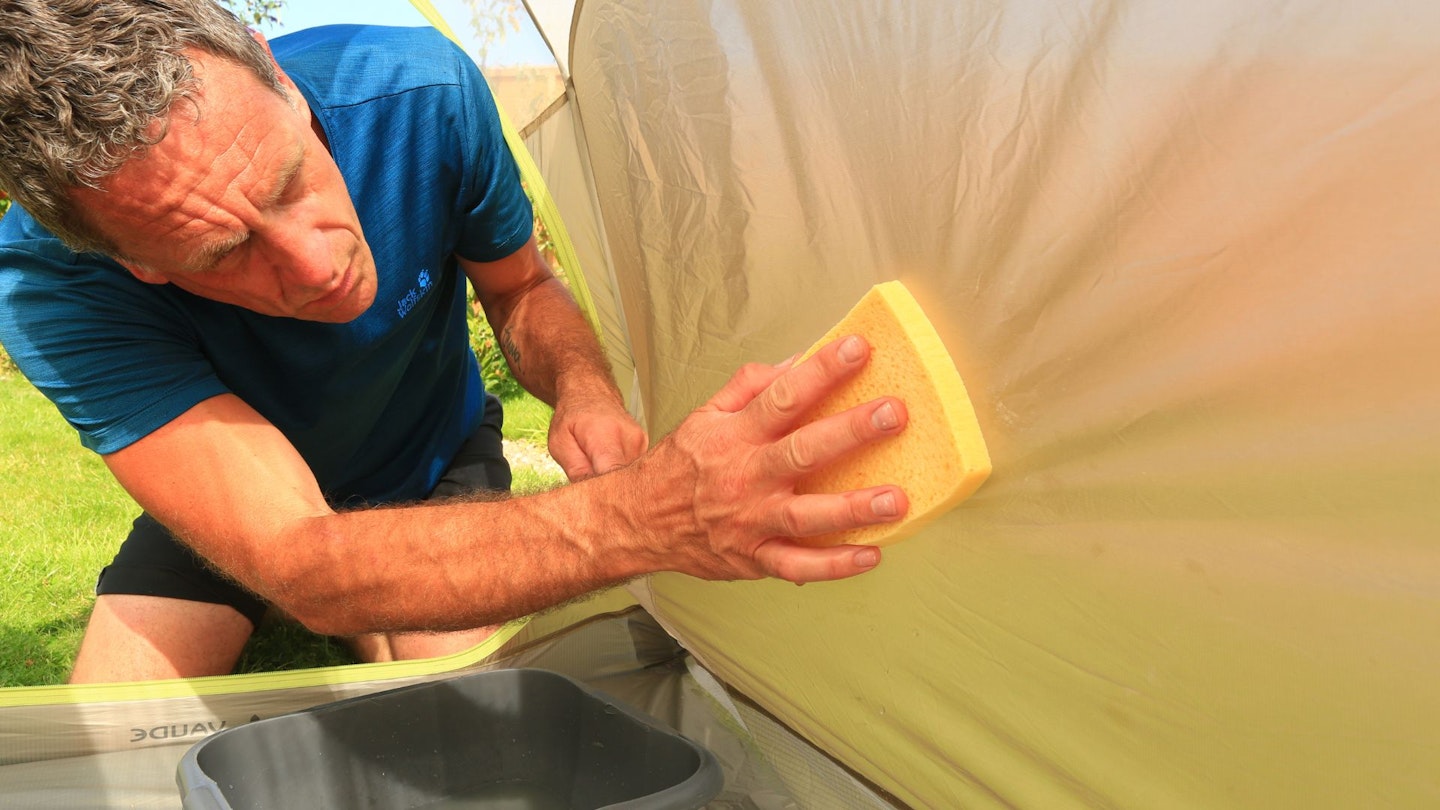 Washing the inside of the tent