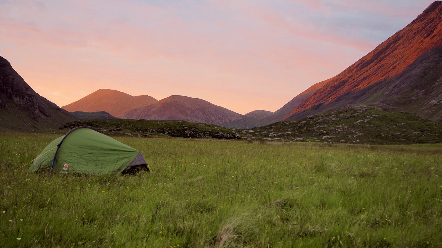 Wild Country Zephyros Compact 2 in a valley at sunset